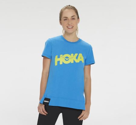 Hoka One One Brand Tee - Top Mulher Azuis | PT-LdPI4tT